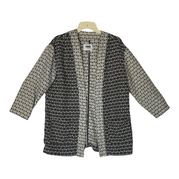 Old Navy women's medium open front cardigan black white pattern casual print - Picture 1 of 8
